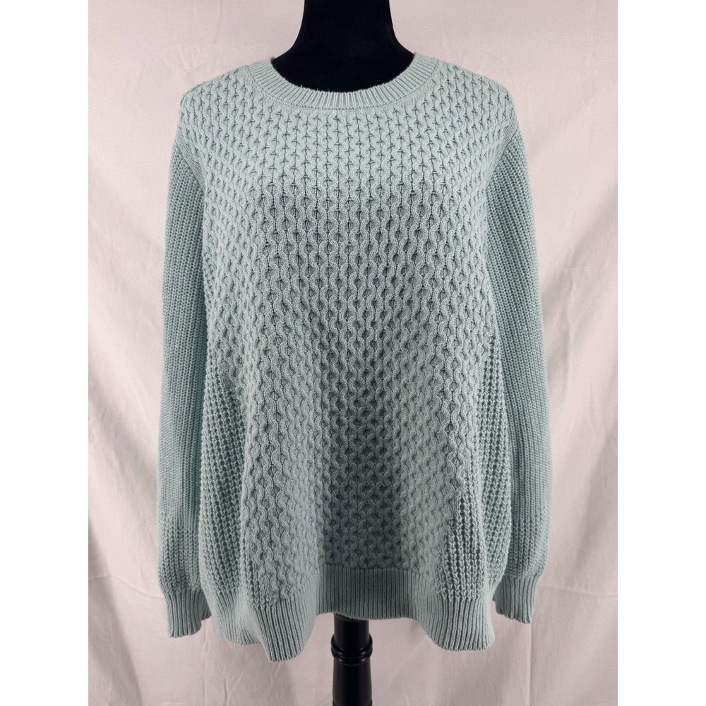 Time and Tru Womens XXXL 22 Light Blue Textured Cable Knit Crew Neck Sweater - Picture 1 of 5